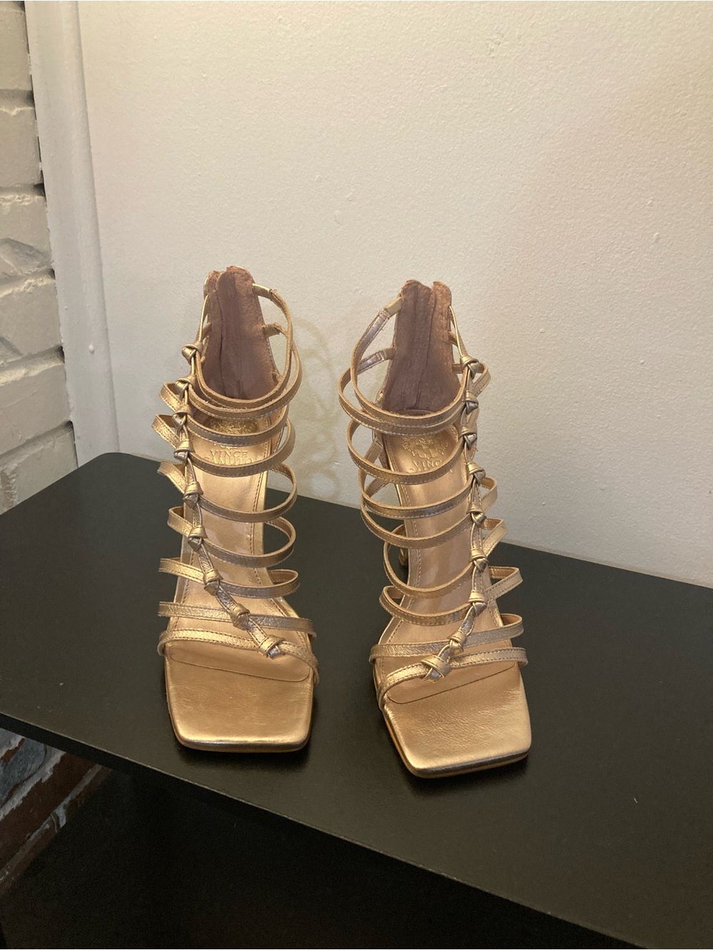 Vince Camuto Gold Metallic Strappy Gladiator Heels